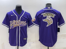 Men's Minnesota Vikings Purple Team Big Logo With Patch Baseball Nike Jersey