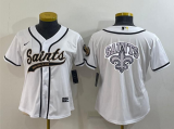 Women New Orleans Saints White Team Big Logo With Patch Baseball Nike Jersey