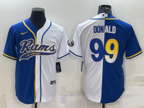 Men's Los Angeles Rams #99 Aaron Donald Blue/White Split Baseball Nike Jersey