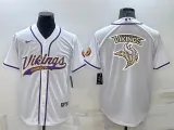 Men's Minnesota Vikings White Team Big Logo With Patch Baseball Nike Jersey