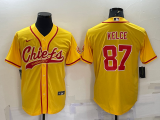 Men's Kansas City Chiefs #87 Travis Kelce Yellow Baseball Nike Jersey