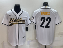 Men's Pittsburgh Steelers #22 Najee Harris White Baseball Jersey