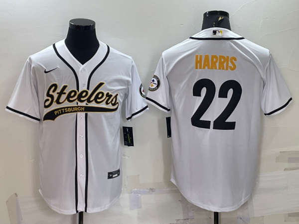 Men's Pittsburgh Steelers #22 Najee Harris White Baseball Jersey