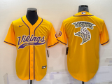 Men's Minnesota Vikings Yellow Team Big Logo With Patch Baseball Nike Jersey