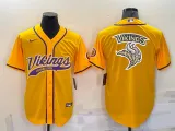 Men's Minnesota Vikings Yellow Team Big Logo With Patch Baseball Nike Jersey