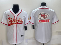 Men's Kansas City Chiefs White Team Big Logo With Patch Baseball Nike Jersey