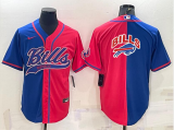 Men's Buffalo Bills Bule/Red Split Team Big Logo With Patch Baseball Nike Jersey