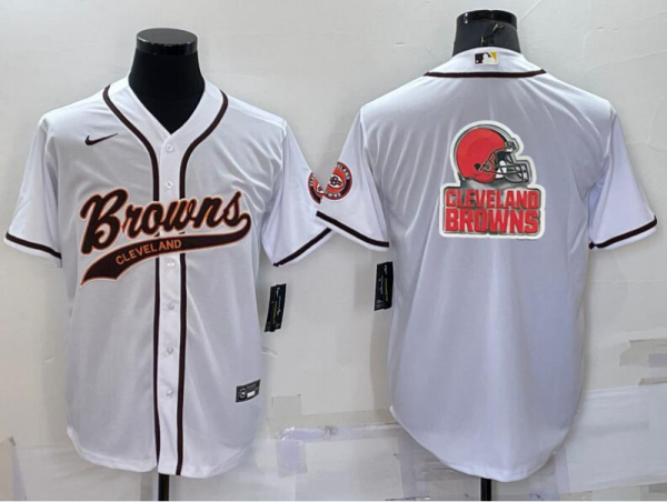 Men's Cleveland Browns White Team Big Logo With Patch Baseball Nike Jersey