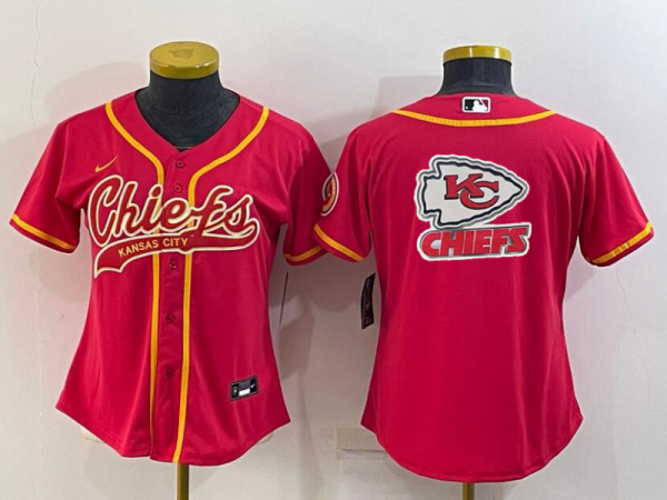 Women Kansas City Chiefs Red Team Big Logo With Patch Baseball Nike Jersey