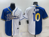 Men's Los Angeles Rams #10 Cooper Kupp Blue/White Split Baseball Nike Jersey