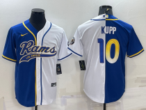 Men's Los Angeles Rams #10 Cooper Kupp Blue/White Split Baseball Nike Jersey