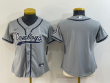 Women Dallas Cowboys Blank Grey Baseball Nike Jersey