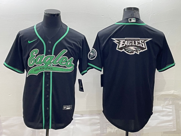 Men's Philadelphia Eagles Black Team Big Logo With Patch Baseball Nike Jersey