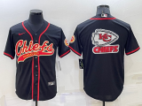 Men's Kansas City Chiefs Black Team Big Logo With Patch Baseball Nike Jersey