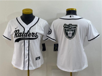 Women Las Vegas Raiders White Team Big Logo With Patch Baseball Nike Jersey