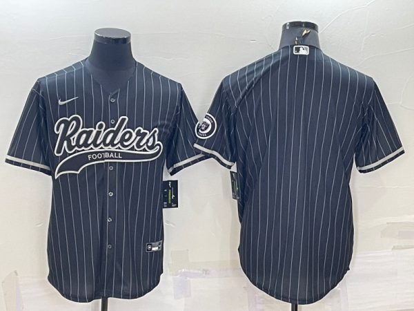 Men's Las Vegas Raiders Blank Black/White Strips Baseball Jersey