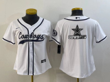 Women Dallas Cowboys Blank Navy White Baseball Jersey