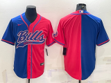 Men's Buffalo Bills Blank Blue/Red Split Baseball Nike Jersey