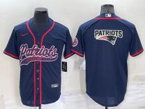 New England Patriots Blue Team Big Logo With Patch Baseball Nike Jersey