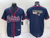 New England Patriots Blue Team Big Logo With Patch Baseball Nike Jersey
