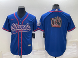 Men's New York Giants Blue Team Big Logo With Patch Baseball Nike Jersey