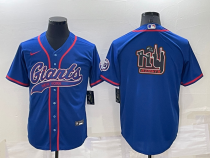 Men's New York Giants Blue Team Big Logo With Patch Baseball Nike Jersey