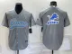 Men's Detroit Lions Grey Team Big Logo With Patch Baseball Nike Jersey