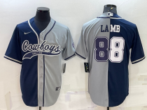 Men's Dallas Cowboys #88 CeeDee Lamb Navy/Grey Split Baseball Nike Jersey