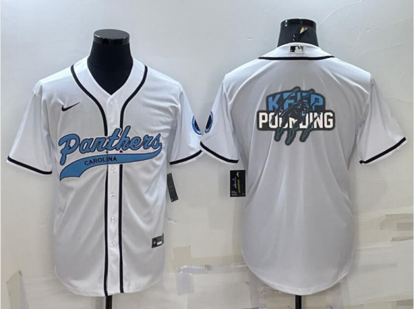 Men's Carolina Panthers White Team Big Logo With Patch Baseball Nike Jersey