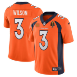 Men's Denver Broncos #3 Russell Wilson Orange With C Patch & Walter Payton Patch Vapor Limited Jersey