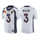 Men's Denver Broncos #3 Russell Wilson White With C Patch & Walter Payton Patch Vapor Limited Jersey