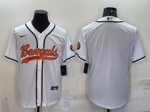 Men's Cincinnati Bengals Blank White Baseball Jersey