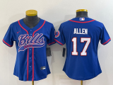 Women Buffalo Bills #17 Josh Allen Red Baseball Jersey