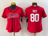 Women San Francisco 49ers #80 Jerry Rice Red Baseball Jersey