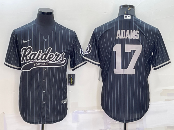 Men's Las Vegas Raiders #17 Davante Adams Black With Patch Baseball Nike Jersey