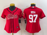 Women San Francisco 49ers #97 Nick Bosa Red Baseball Jersey