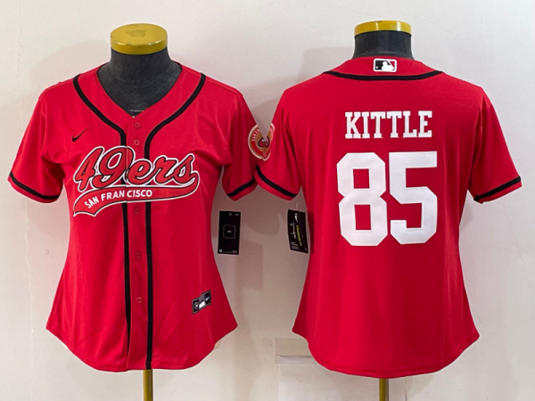 Women San Francisco 49ers #85 George Kittle Red Baseball Jersey