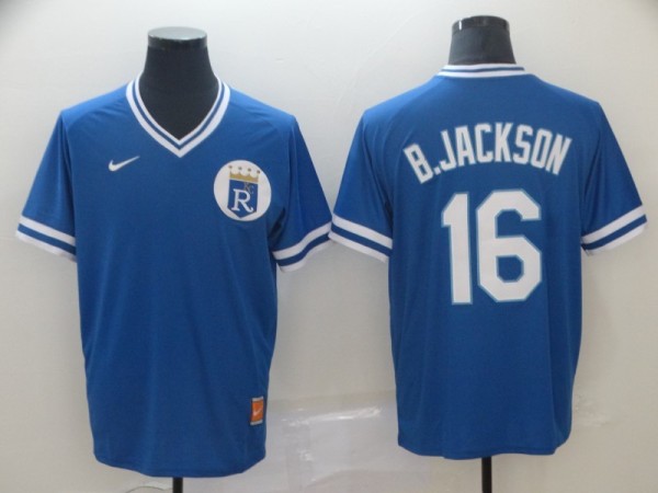 MLB Kansas City Royals #16 B.Jackson Blue Throwback Nike Jersey