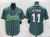 Men's Philadelphia Eagles #11 A. J. Brown Green Baseball Nike Jersey