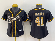 Women New Orleans Saints #41 Alvin Kamara Black Baseball Nike Jersey