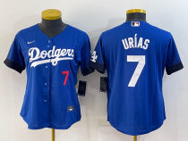 MLB Women Los Angeles Dodgers #7 Julio Urias Blue Jersey