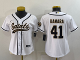 Women New Orleans Saints #41 Alvin Kamara White Baseball Nike Jersey