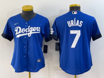 MLB Women Los Angeles Dodgers #7 Julio Urias Blue Jersey