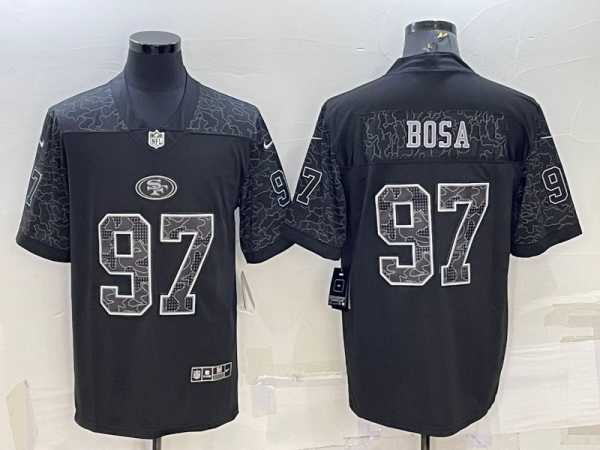 Men's San Francisco 49ers #97 Nick Bosa Black Reflective Limited Jersey