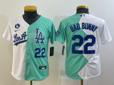 Youth MLB Los Angeles Dodgers #22 Bad Bunny White/Green 2022 All-Star Jersey