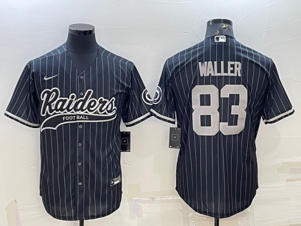 Men's Las Vegas Raiders #83 Darren Waller Black With Patch Baseball Jersey