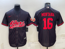 Men's San Francisco 49ers #16 Joe Montana Black Baseball Nike Jersey