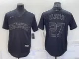 MLB Houston Astros #27 Jose Altuve Black Pitch Black Fashion Jersey