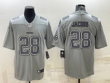 Men's Las Vegas Raiders #28 Josh Jacobs Gray Atmosphere Fashion With Patch Jersey