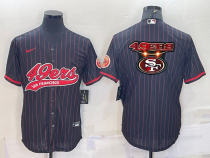 Men's San Francisco 49ers Blank Black Team Big Logo With Patch Baseball Nike Jersey